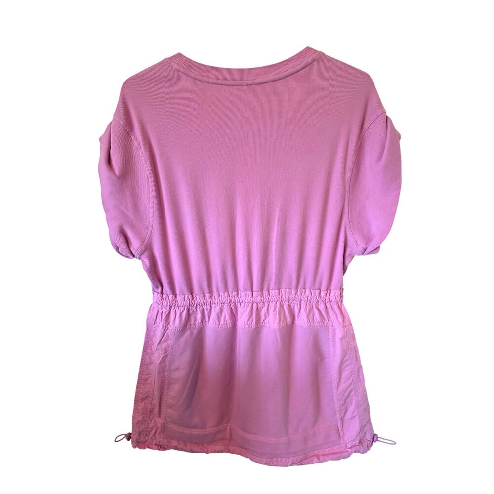 Anthropologie Daily Practice Short Sleeve Purple Drawstring Mini Dress Large - Picture 2 of 3